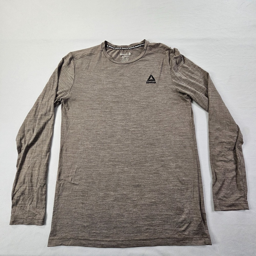 Reebok Brown Long Sleeve Polyester Spandex Performance T-Shirt Men's S